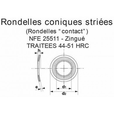 RONDELLE CONIQUE STRIÉE TYPE CONTACT NFE 25511 44-51 HRC