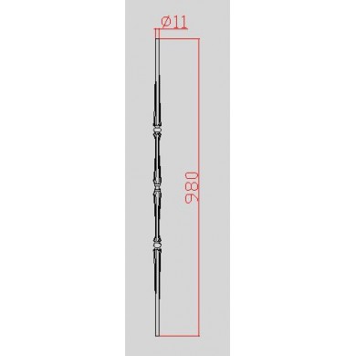 barreau-acier-fuseau-rond-dimensions-1070mm-fer-forge-poli-avec-cotes-C0405