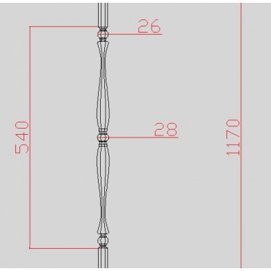 barreau-octogonal-fer-forge-brosse-et-poli-hauteur-1070-decoration-dimensions-22x22-avec-cotes-bis-C0406