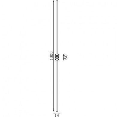 barreau-acier-carre-3-ornements-centraux-14x14-fer-forge-avec-cotes-C0395