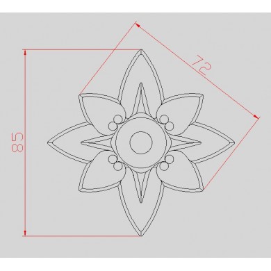 fleur-etoile-avec-filetage-fer-fonte-acier-diametre-85-taraudee-m5-decoration-avec-cotes-C0241