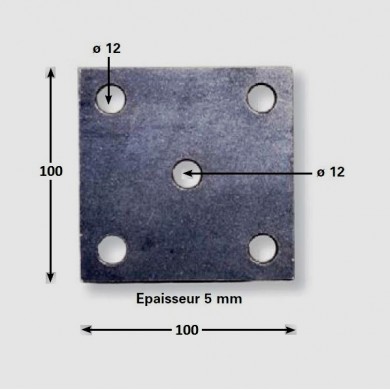 platine-fixation-fer-carree-5-trous-acier-agencement-avec-cotes-P8893