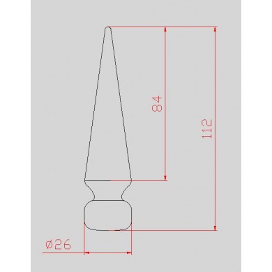 pointe-aluminium-barreau-rond-forme-conique-avec-cotes-P8884